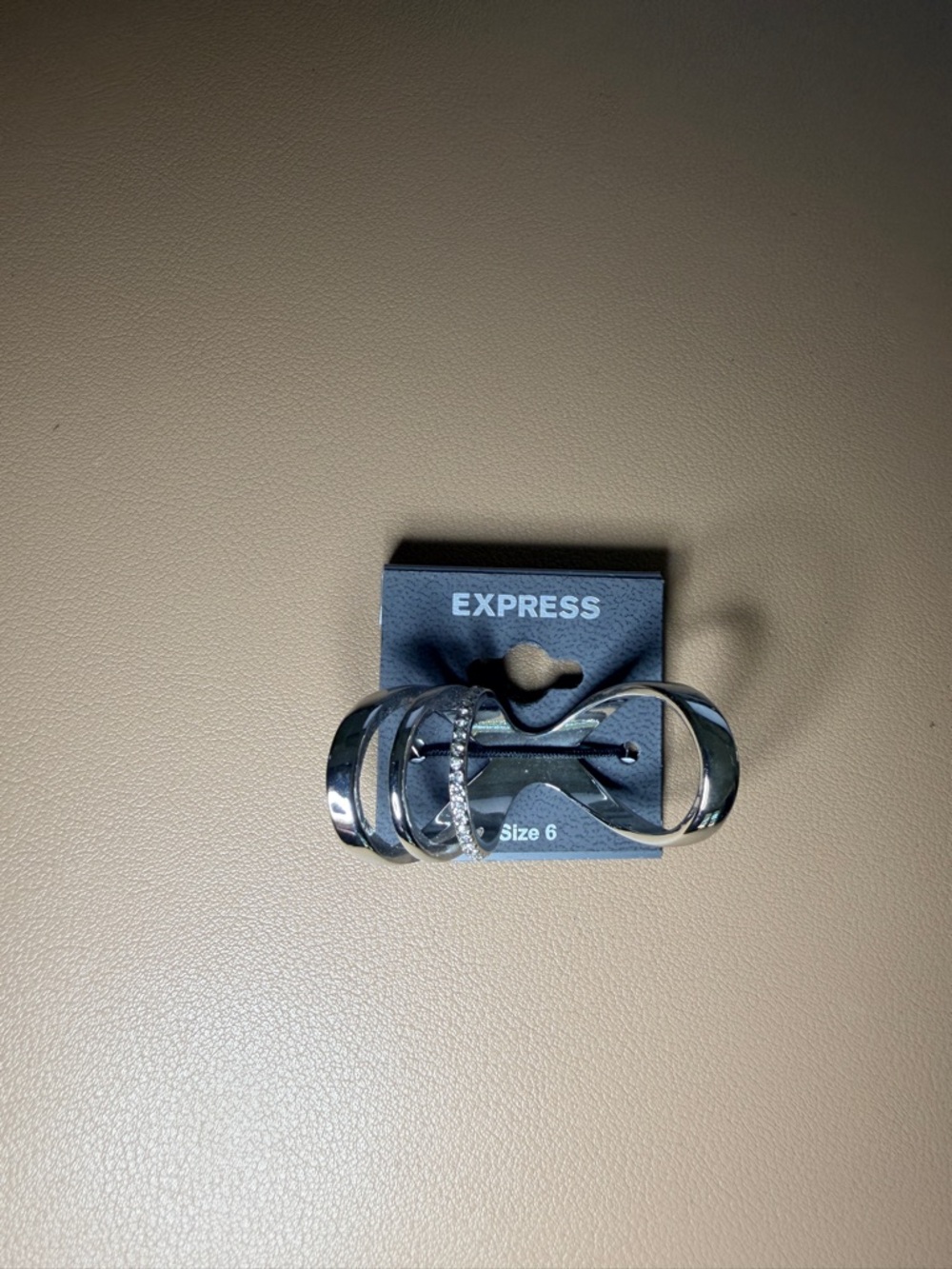 Express Silver-Tone Multi Band Ring Set with Pavé Accent